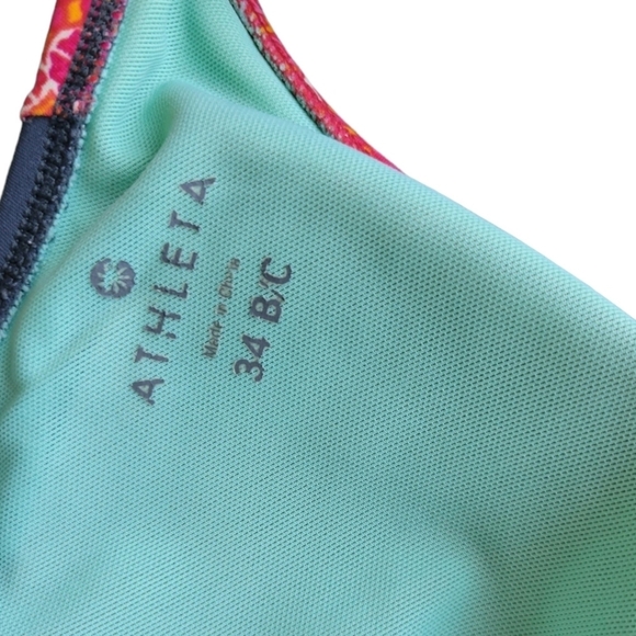 ATHLETA Ventana Bra Cup Halter Tankini Swim Top Gray Orange Paisley 34 B/C Beach - Picture 8 of 10